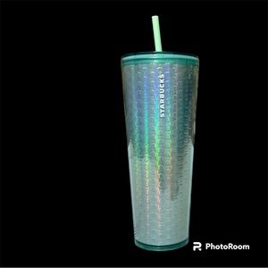 NWT Starbucks mint green purple iridescent Venti  Tumbler acrylic cup 24…